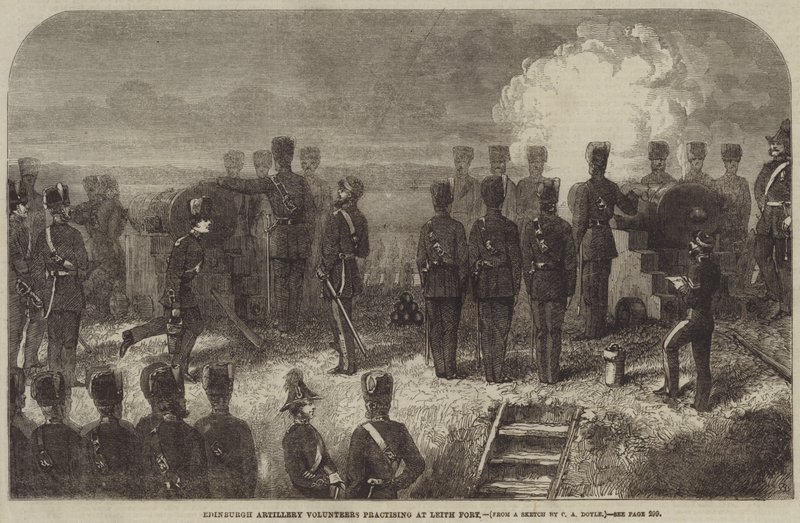 Edinburgh Artillery Volunteers Practising at Leith Fort by Charles Altamont Doyle