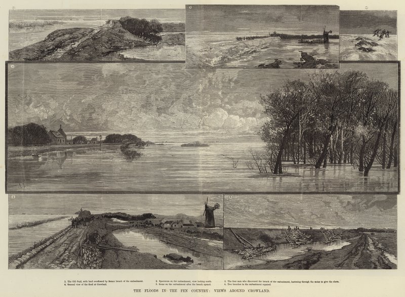 The Floods in the Fen Country, Views around Crowland by Charles Auguste Loye