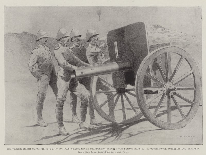 The Vickers-Maxim Quick-Firing Gun (Pom-Pom) Captured at Paardeberg, Showing the Damage Done to its Outer Water-Jacket by Our Shrapnel by Charles Auguste Loye