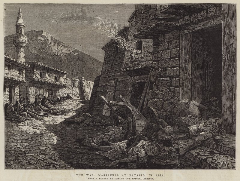 The War, Massacres at Bayazid, in Asia by Charles Auguste Loye