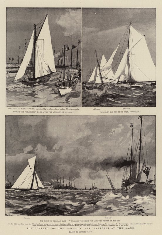 The Contest for the America Cup, Sketches at the Races by Charles Edward Dixon