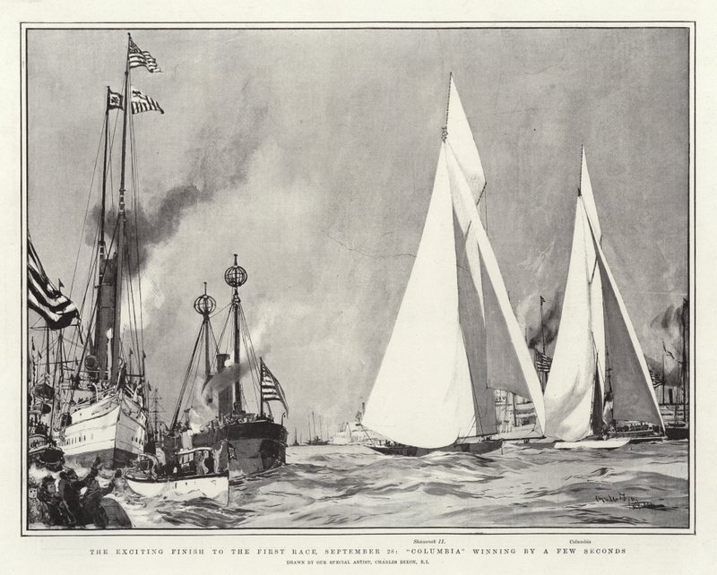 The Exciting Finish to the First Race, 28 September, Columbia Winning by a Few Seconds by Charles Edward Dixon