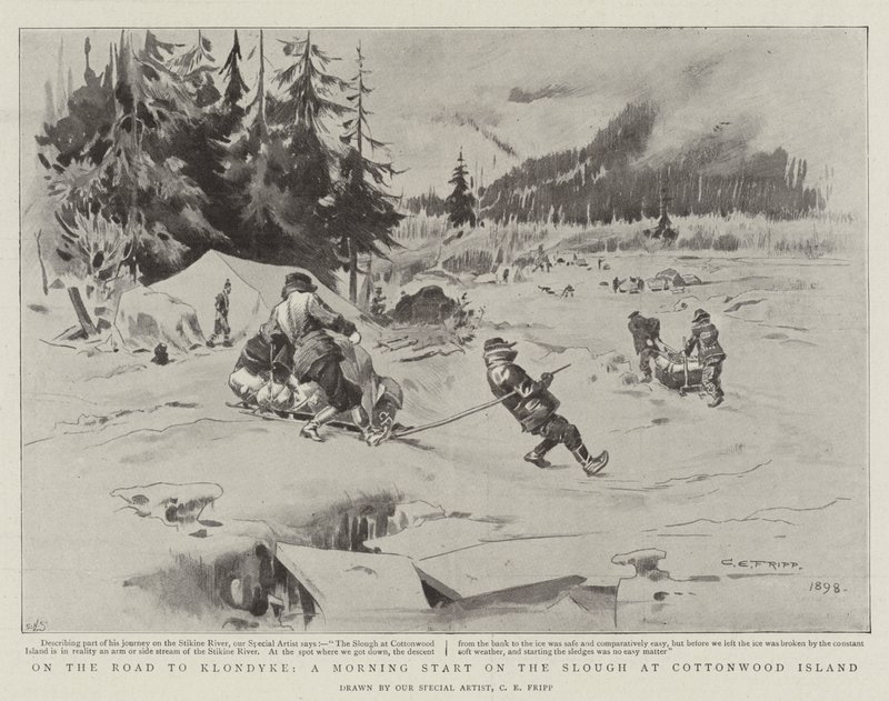 On the Road to Klondyke, a Morning Start on the Slough at Cottonwood Island by Charles Edwin Fripp