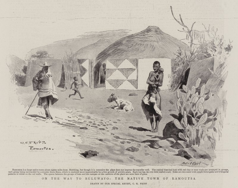 On the Way to Buluwayo, the Native Town of Ramoutsa by Charles Edwin Fripp