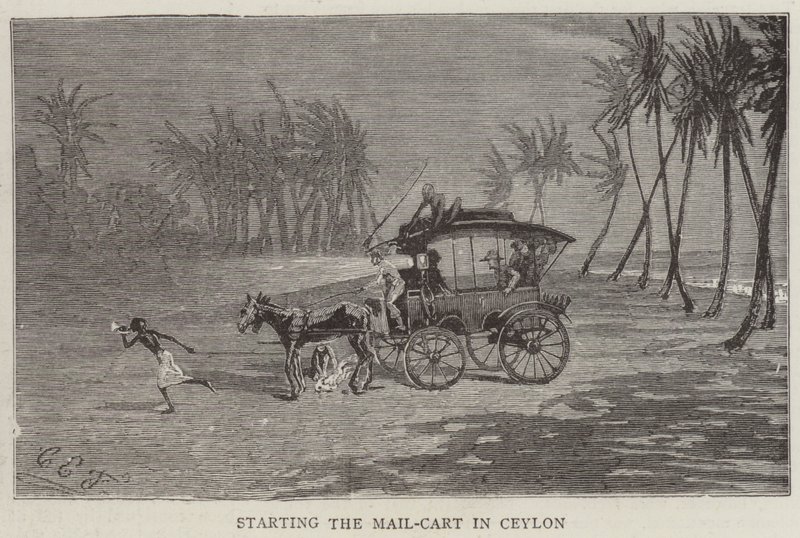 Starting the Mail-Cart in Ceylon by Charles Edwin Fripp