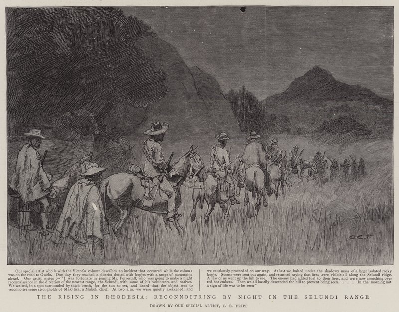 The Rising in Rhodesia, Reconnoitring by Night in the Selundi Range by Charles Edwin Fripp