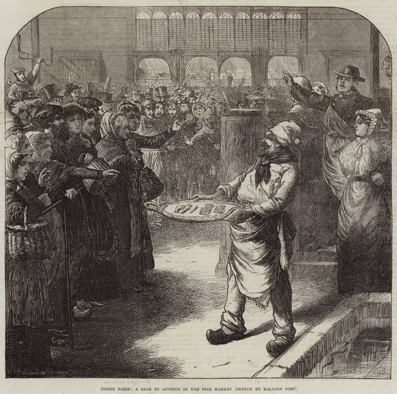 Inside Paris, a Sale by Auction in the Fish Market by Charles J. Staniland