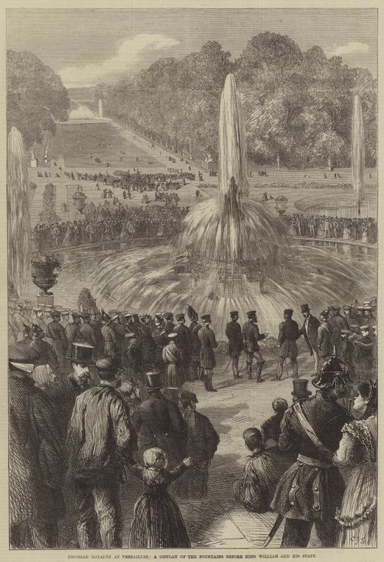 Prussian Royalty at Versailles, a Display of the Fountains before King William and his Staff by Charles J. Staniland