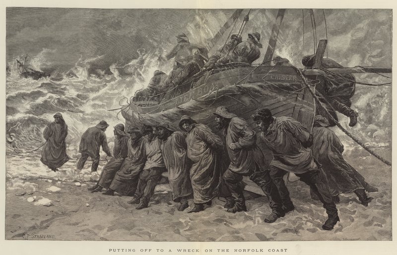 Putting off to Wreck on the Norfolk Coast by Charles J. Staniland