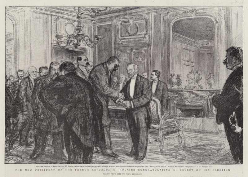 The New President of the French Republic, M Rouvier Congratulating M Loubet on His Election by Charles Paul Renouard