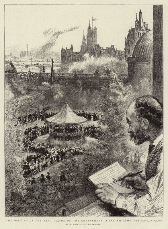 The Opening of the Band Season on the Embankment by Charles Paul Renouard