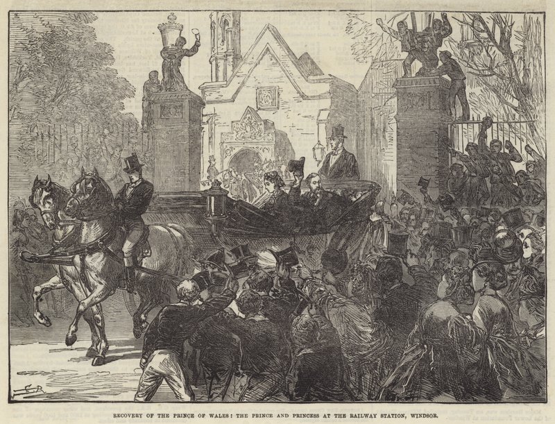 Recovery of the Prince of Wales, the Prince and Princess at the Railway Station, Windsor by Sir John Charles Robinson