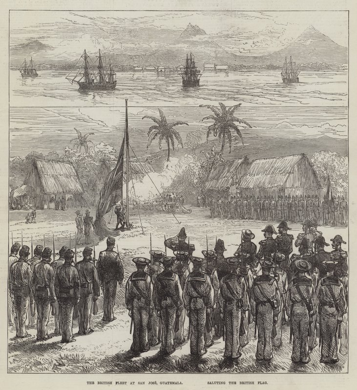 The British Fleet at San Jose, Guatemala, saluting the British Flag by Sir John Charles Robinson
