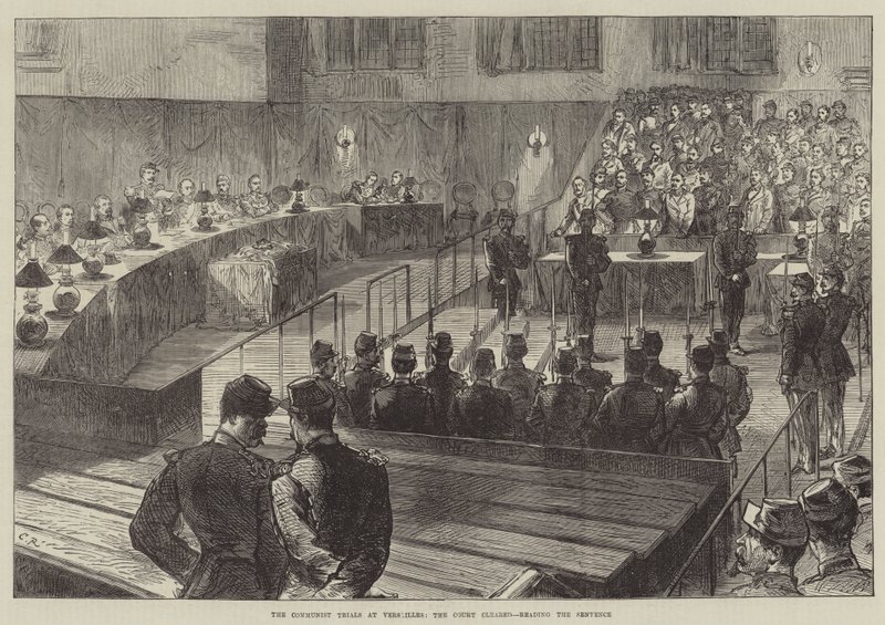 The Communist Trials at Versailles, the Court cleared, reading the Sentence by Sir John Charles Robinson