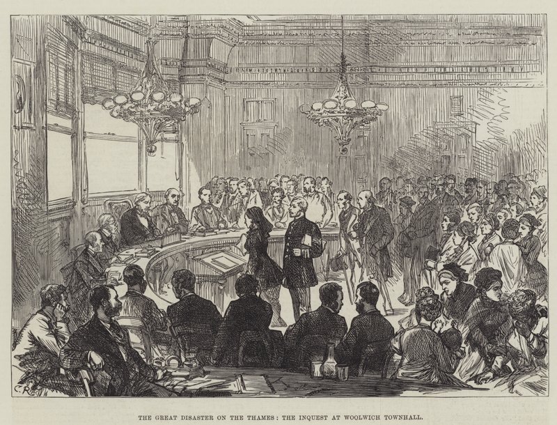 The Great Disaster on the Thames, the Inquest at Woolwich Townhall by Sir John Charles Robinson