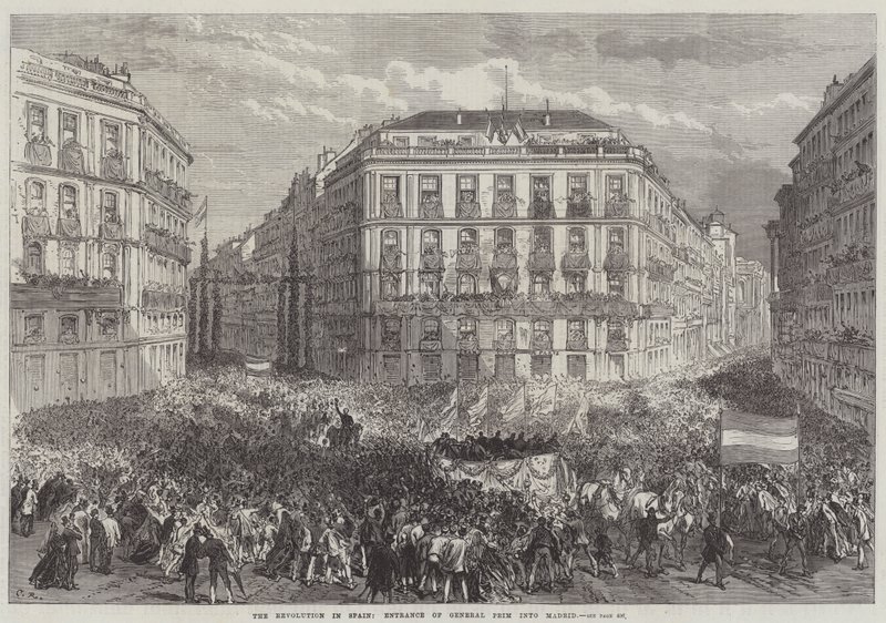The Revolution in Spain, Entrance of General Prim into Madrid by Sir John Charles Robinson
