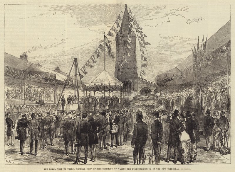 The Royal Visit to Truro, General View of the Ceremony of Laying the Foundation-Stone of the New Cathedral by Sir John Charles Robinson