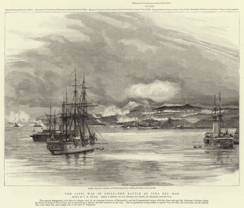 The Civil War in Chili, the Battle of Vina del Mar by Charles William Wyllie