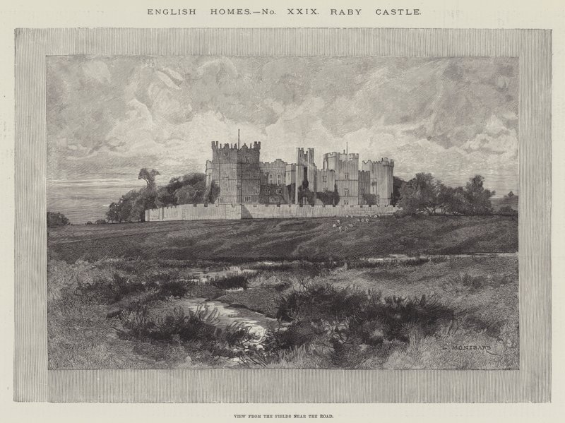 Raby Castle, View from the Fields near the Road by Charles Auguste Loye