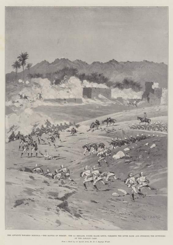 The Advance towards Dongola, the Battle of Ferket, the 1st Brigade, under Major Lewis, Clearing the River Bank and Storming the Outworks of the Jahalin Camp by Charles Auguste Loye