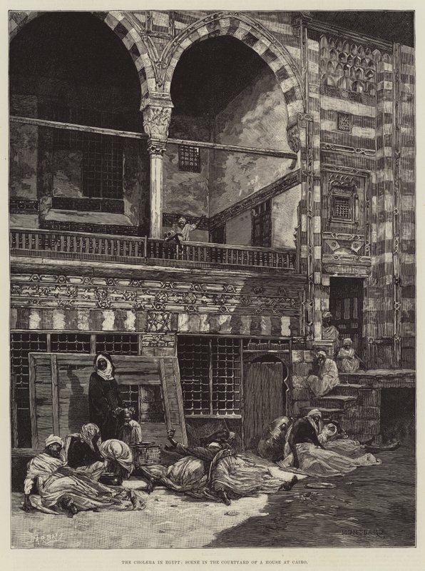 The Cholera in Egypt, Scene in the Courtyard of a House at Cairo by Charles Auguste Loye