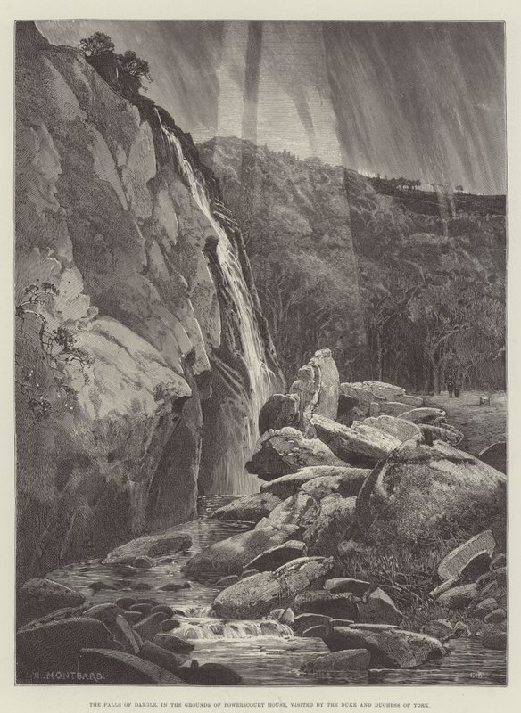 The Falls of Dargle, in the Grounds of Powerscourt House, visited by the Duke and Duchess of York by Charles Auguste Loye