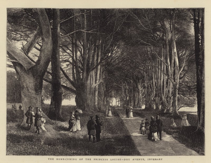 The Home-Coming of the Princess Louise, Dhu Avenue, Inverary by Charles Auguste Loye