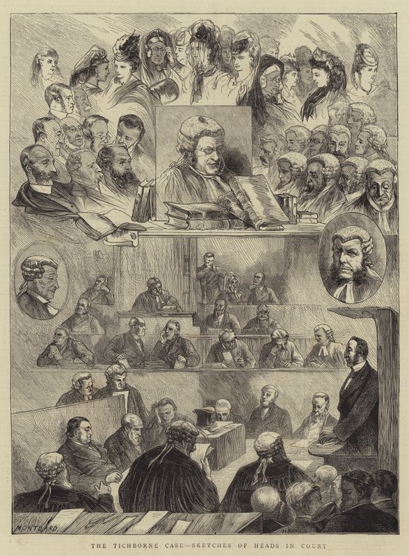 The Tichborne Case, Sketches of Heads in Court by Charles Auguste Loye