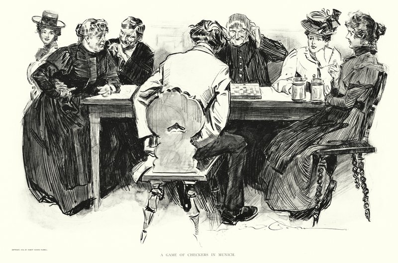 A Game of Checkers in Munich by Charles Dana Gibson