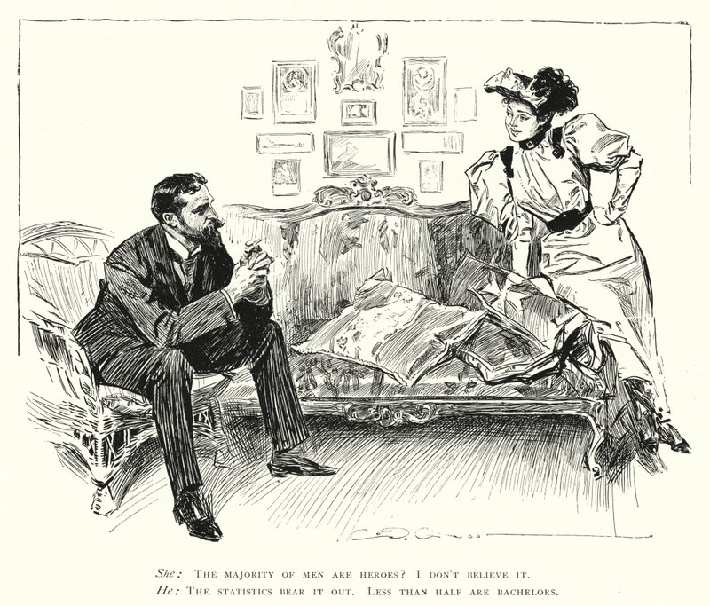 Men Are Heroes - Less Than Half Are Bachelors by Charles Dana Gibson