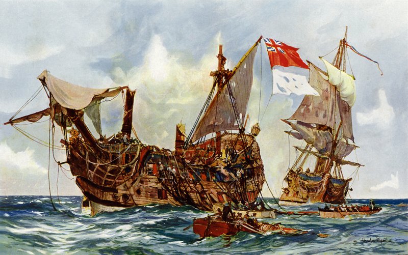 Capture of the Mars by the Nottingham by Charles Edward Dixon