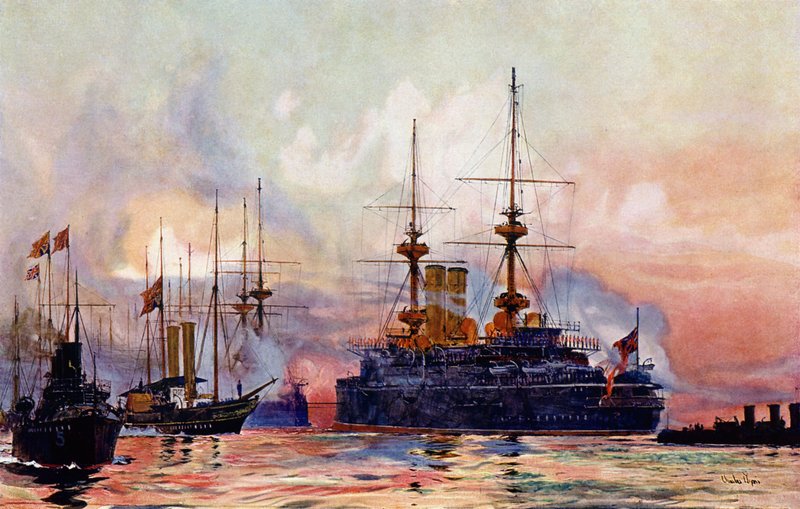 The Prince George at Spithead: The Naval Requiem of Queen Victoria by Charles Edward Dixon
