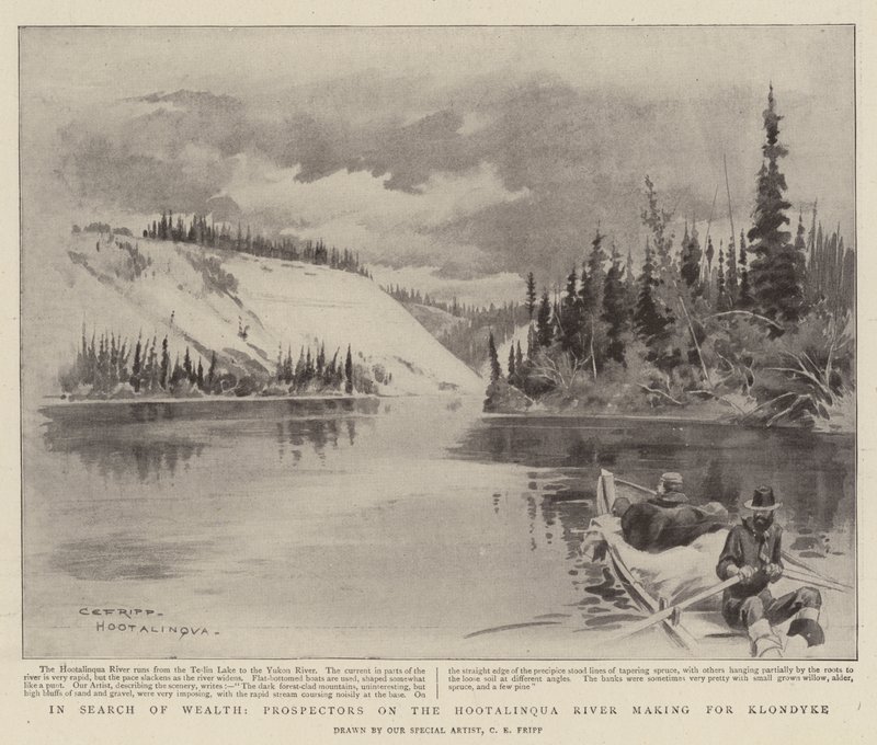 In Search of Wealth, Prospectors on the Hootalinqua River Making for Klondyke by Charles Edwin Fripp