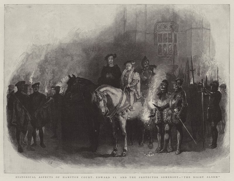 Historical Aspects of Hampton Court, Edward VI and the Protector Somerset, The Night Alarm by Charles Green