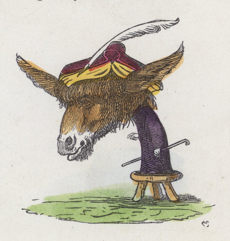 Donkey standing on a stool by Charles Henry (after) Bennett