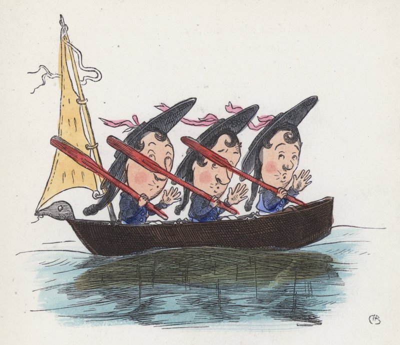 Three sailors in a boat by Charles Henry (after) Bennett