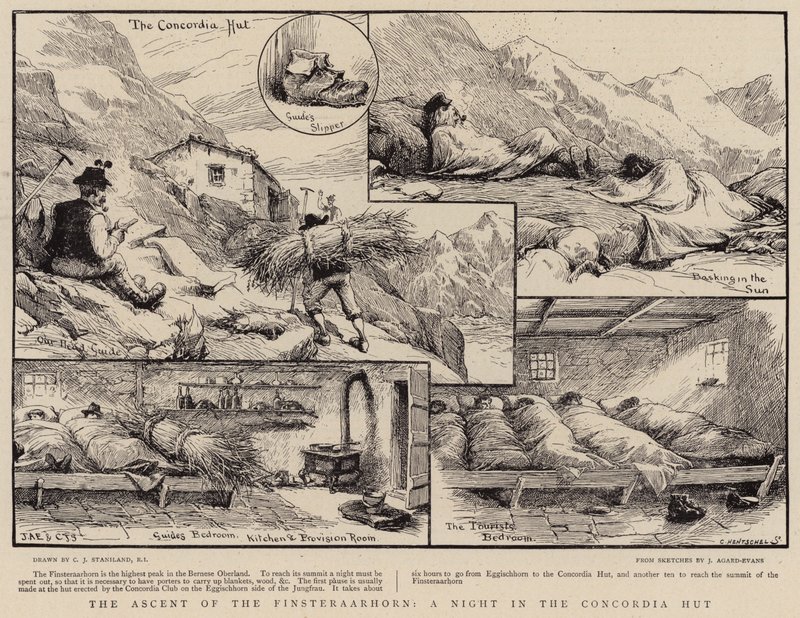 The Ascent of the Finsteraarhorn, a Night in the Concordia Hut by Charles J. Staniland