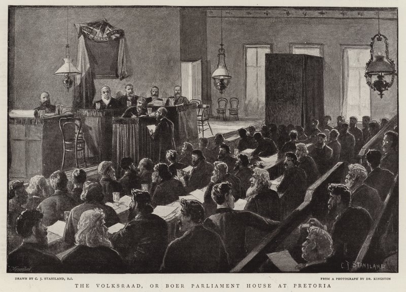 The Volksraad, or Boer Parliament House at Pretoria by Charles J. Staniland