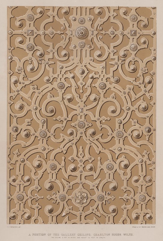 A portion of the gallery ceiling, Charlton House, Wilts, the ceiling is 17 ft in width and about 115 feet in length by Charles James Richardson