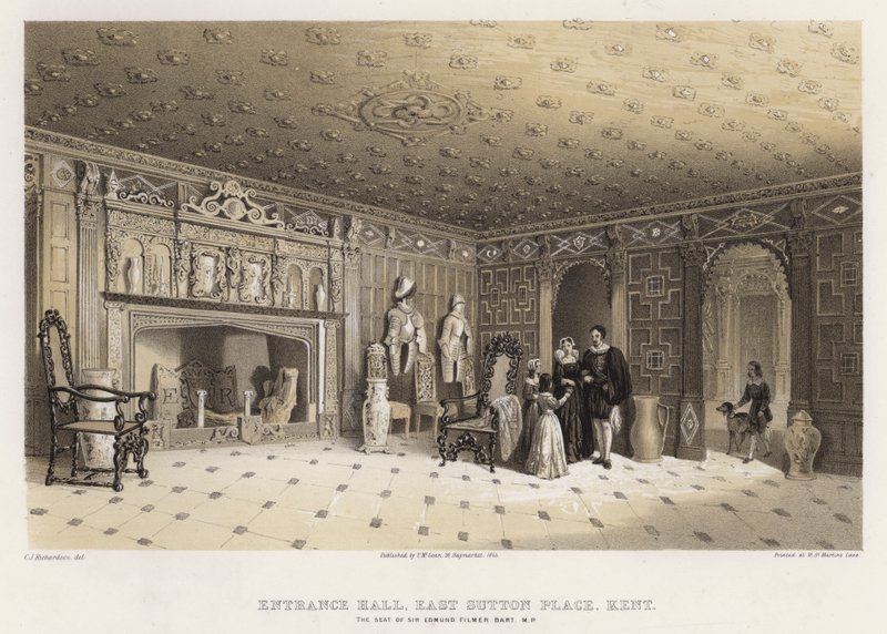 Entrance Hall, East Sutton Place, Kent, the Seat of Sir Edmund Filmer by Charles James Richardson