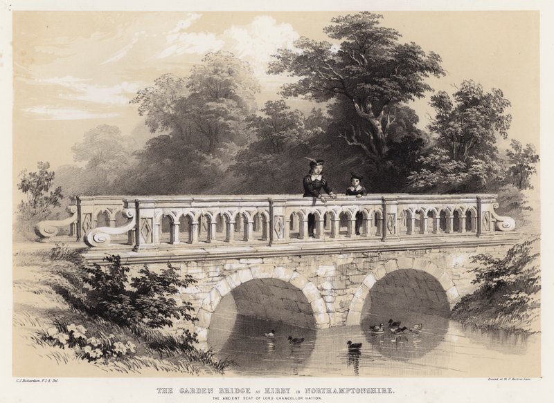 The Garden Bridge at Kirby in Northamptonshire, the Ancient Seat of Lord Chancellor Hatton by Charles James Richardson