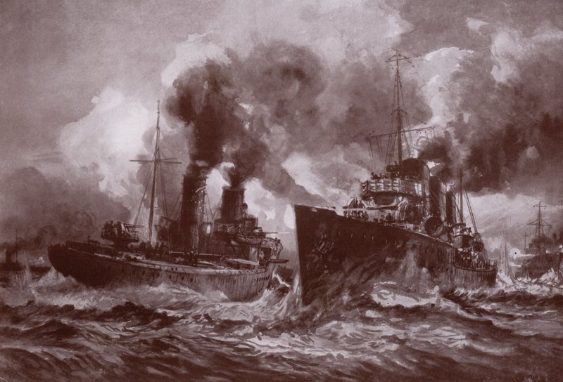 A fight with a destroyer by Charles John de (after) Lacy
