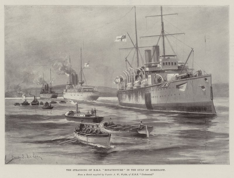 The Stranding of HMS Bonaventure in the Gulf of Korniloff by Charles John de Lacy