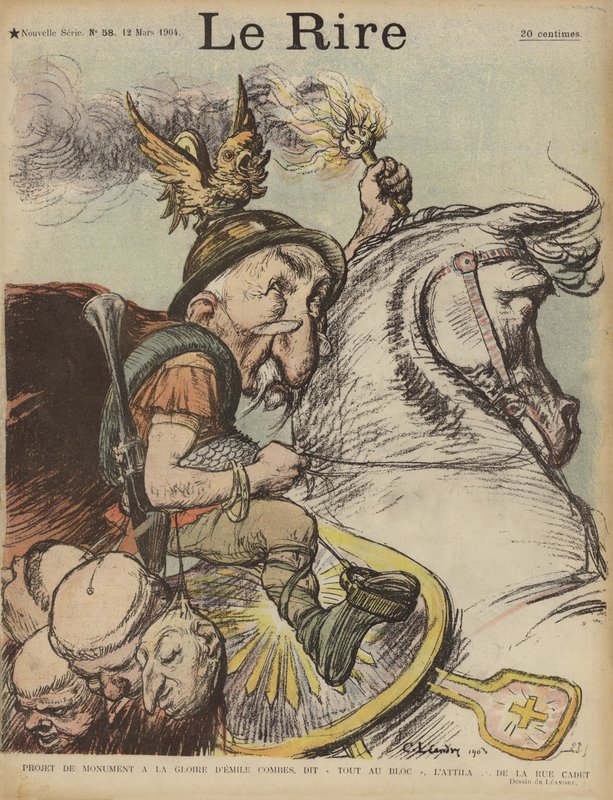 Caricature of French Prime Minister Emile Combes as Attila the Hun (Illustration for Le Rire) by Charles Leandre