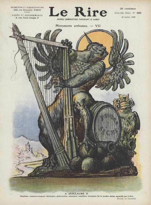 Caricature of Kaiser Wilhelm II of Germany. Illustration for Le Rire by Charles Leandre