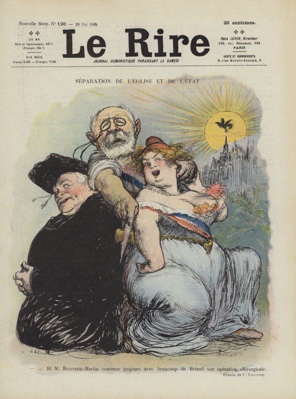 Separation of Church and State (Illustration for Le Rire) by Charles Leandre