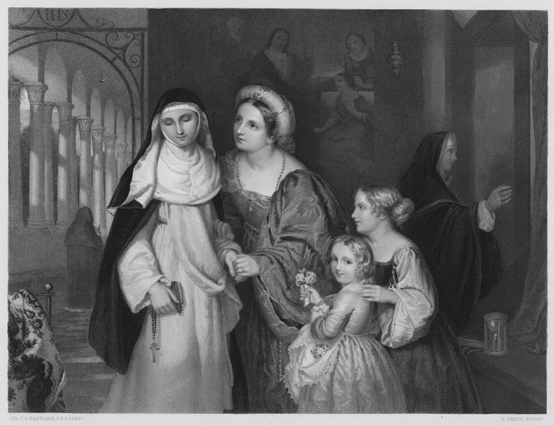 The Visit to the Nun, from the picture in the Royal Collection (engraving) by Charles Lock (after) Eastlake