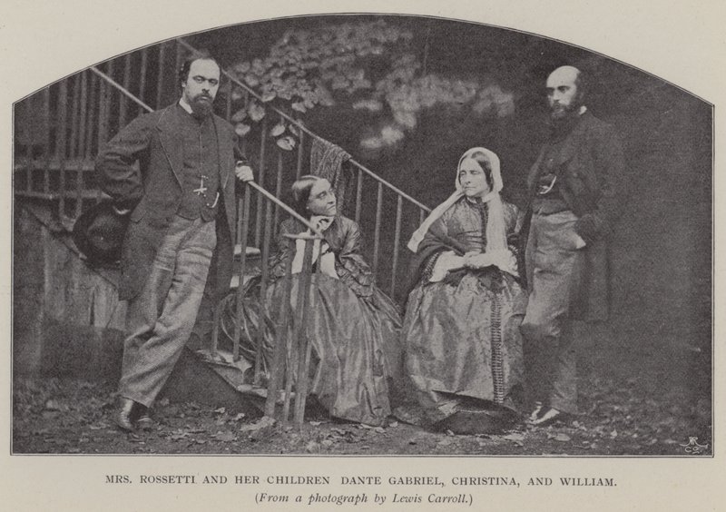 Mrs Rossetti and her Children Dante Gabriel, Christina, and William by Charles Lutwidge Dodgson