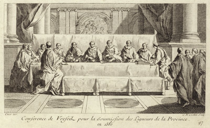 Conference for the submission of members of the Catholic League in Languedoc by Charles Nicolas II Cochin