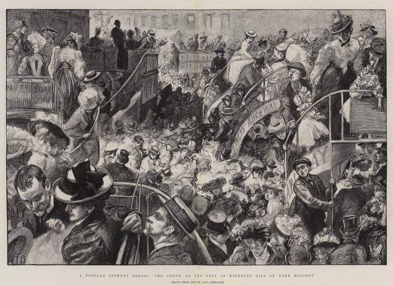 A Popular Cockney Resort, the Crowd at the Foot of Highgate Hill on Bank Holiday by Charles Paul Renouard